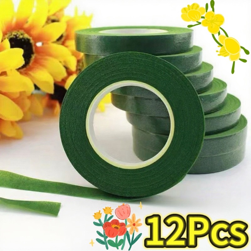 Floral Tape Green - 1-12 Rolek Zielona Taśma Kwiatowa Samoprzylepna