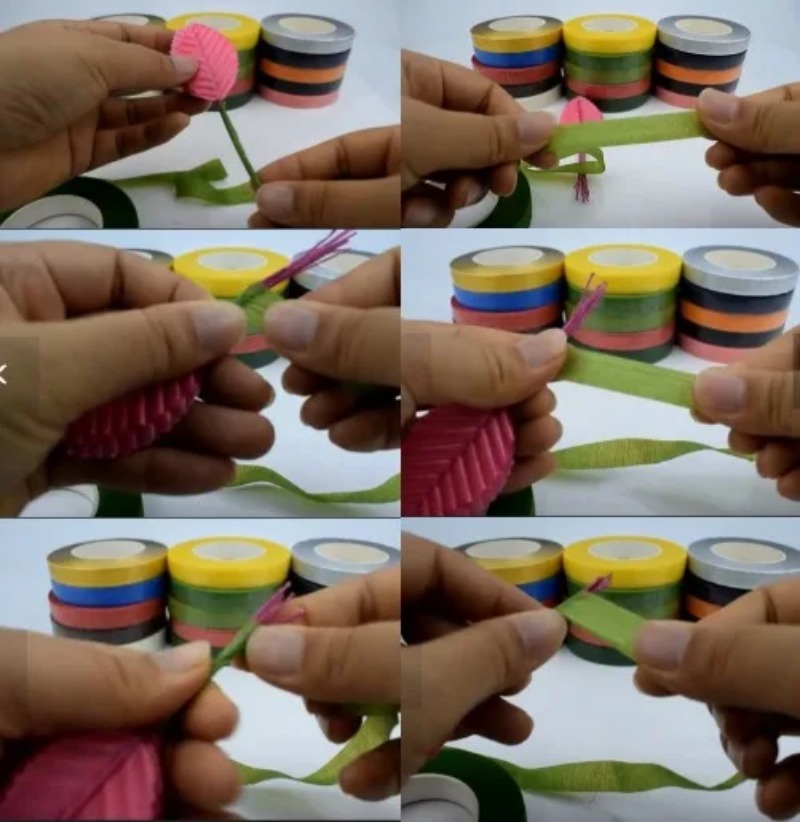 Floral Tape Green - 5 SZTUK 27,4 Metra Samoprzylepnej Taśmy