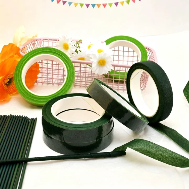 Floral Tape Green - Zielona Wodoodporna Taśma Florystyczna z Motywem
